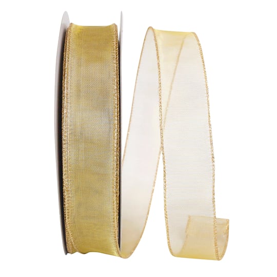 Reliant 1.5" x 50yd. Gold Mesh Value Wired Ribbon